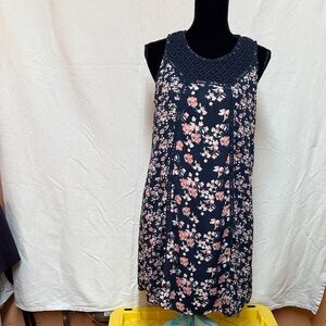 Maurices Floral Mini Dress with Navy and Pink Accents
